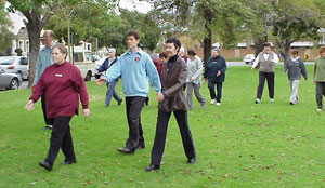 Goulin workshop students practising in the park