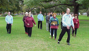 Goulin workshop students practising in the park